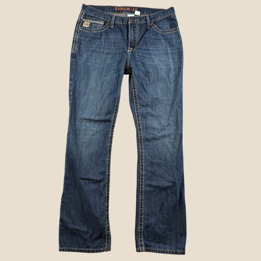 Cinch Ian Jeans Men 34X34 Blue Slim Bootcut Western Denim Cowboy Workwear Casual